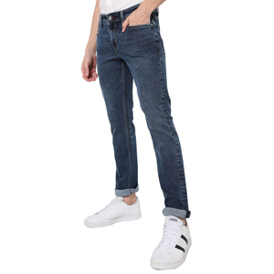 Jean en denim classique pour homme, coupe droite, respirant, imperméable, tricoté, uni, décontracté, haute qualité - Product Image 1