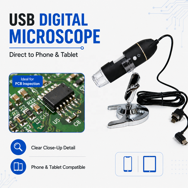 2MP 1080P 3-in-1 USB Digital Microscope with Metal Stand for PCB Repair, Coin and Jewelry Inspection