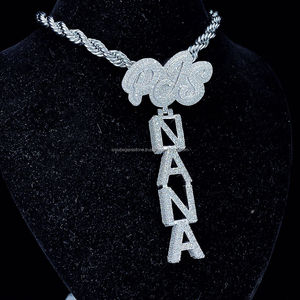 Pass Diamond Tester Moissanite Vertical NANA 3D último nombre colgante joyería personalizada 925 plata esterlina Mossanite Iced Out - Product Image 2