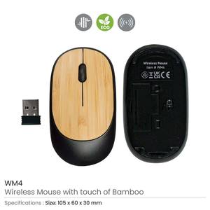 <b>Wireless</b> Bamboo Mouse Optical 3 Buttons Ergonomic Right Hand USB <b>Receiver</b> Laptop Use - Product Image 3