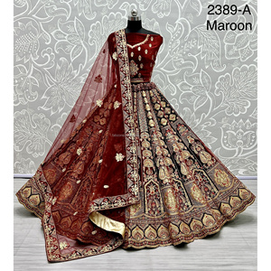 Collections de velours de vêtements de mariée indiens pour la mariée avec le travail de Zarkhan par Fabzone - Product Image 5