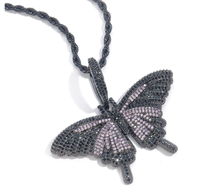 Collar con Colgante de Mariposa, Chapado en Oro, con Micro Pavé de Circonitas Cúbicas, Joyería de Latón Certificada Unisex, Cadena Estilo Hip Hop para Regalo de Fiesta - Product Image 5