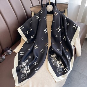 Luxury Muslim Women's Square Printed <b>Silk</b> Satin Scarf Solid Casual Multi-Functional Fashion Accessory Daily Wear All Seasons - Product Image 2