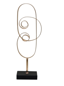 Escultura Contemporánea Abstracta de Aluminio en Forma de Cinta, Decoración Artística en Espiral de Metal Color Oro Rosa con Pedestal Negro para Hogar y Oficina Modernos - Product Image 2