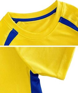 Uniforme de Fútbol de Malla de Poliéster 100% con Tela de Algodón, Color Amarillo, para Prácticas Escolares y Juegos, Uniformes de Fútbol para Niños, Transpirables - Product Image 3