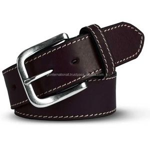 Cinturón Casual de Cuero para Hombre, Hecho a Mano, Negro, Marrón, Bronceado, Premium, con Costuras en Contraste y Hebilla Plateada - Product Image 5