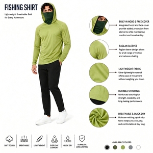 Camisa de Pesca con Capucha y Protección UV, con Cubre Rostro, Manga Larga, Transpirable, para Actividades al Aire Libre - Product Image 6