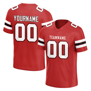 Maillots de football américain pour hommes de Run Apparel, col en V doré, manches courtes, nom de l'équipe 00, impression sublimée, évacuation de l'humidité - Product Image 2