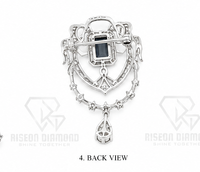 Broche en argent bleu roi taille émeraude, pendentif goutte luxueux en argent sterling 925 pavé de diamants, bijou de déclaration raffiné et formel