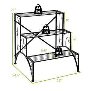 Étagère à plantes en métal à 3 niveaux, style escalier, pour jardin et patio - Product Image 5