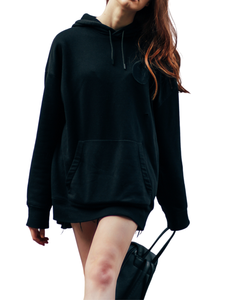 Sweats à capuche femme 100% coton 280 GSM Polyester-coton polaire hiver devant brodé imprimé lavé à l'acide hiver - Product Image 5