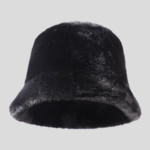 หมวกบักเก็ตขนเฟอร์เทียมสำหรับผู้หญิง SIDDIQUI HOSINEX แบบเรียบหรู ทันสมัย ไม่มีรอยต่อ ย้อมสี สำหรับฤดูหนาว อุ่นสบาย ประดับโบว์ แต่งขอบขาด - Product Image 4