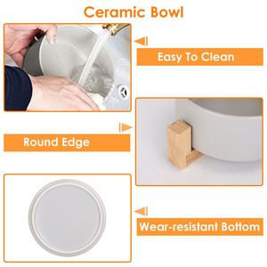 Doppia Ciotola in Ceramica da 28.7 Oz con Supporto in Legno, Alimentatore Rialzato per Cani e Gatti di Piccola Taglia - Product Image 6