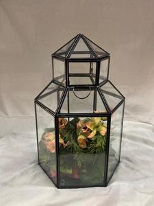 European Vintage Brass Finish Geometric <b>Table</b> Lantern <b>Clear</b> Glass Hurricane Candle Holder Christmas Home Decoration Safe - Product Image 4