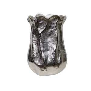 Vase à fleurs décoratif pour table de salon, en aluminium, finition argentée, moulé à la main, pour plantes artificielles. - Product Image 1