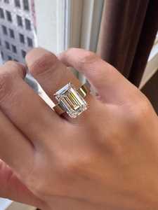 Luxury 5.00CT VS1 Emerald Cut Diamond Solitaire <b>Ring</b> Lab Grown 14K Solid Gold Fine <b>Proposal</b> Charms For Lovers - Product Image 1
