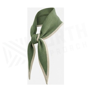 NORTH APPROACH Women's Solid <b>Green</b> <b>Silk</b> Scarf Short Length Simple Style Autumn Daily Wear Accessory - Product Image 3