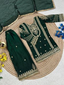 Conjunto de Salwar Kameez Bordado para Niñas con Dupatta, Ropa Tradicional para Fiestas Infantiles, Estilo Indio-Pakistaní - Product Image 5