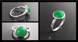 แหวนหยกเขียวแท้ เงินแท้ 925 เครื่องประดับนำโชคสำหรับผู้หญิง ของขวัญเรียบง่ายสำหรับเธอ - Product Image 4