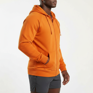 Sweat à capuche zippé intégral pour homme, style technique, couleur unie foncée, intérieur doux, ourlet côtelé, impression personnalisée, fournisseur OEM en gros - Product Image 4