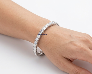 Bracelet Tennis Unisexe Hip Hop en Or Plaqué Or 14 carats avec Diamants de Laboratoire Carrés Maître-œuvre Taille Princesse 4*4 mm - Product Image 2