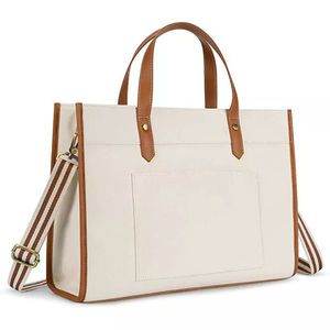 Sac fourre-tout en cuir pour femme de qualité supérieure, sac à bandoulière décontracté en toile imperméable pour ordinateur portable avec poignée en cuir souple, vente en gros - Product Image 1