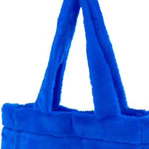 Zeta Phi Beta Fur Tote Bag Royal Blue Womens Greek Letter <b>Handbag</b> ZΦB Plush Carryall Sorority Accessory Stylish Shoulder Bag - Product Image 4