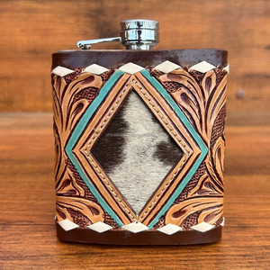 New Arrival Ready to Ship Hand Tooled Leather Hip <b>Flask</b> Luxury High Quality Genuine Cowhide Leather Stainless Steel <b>Flask</b> Holder - Product Image 2