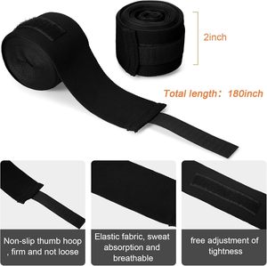Bandages de boxe élastiques personnalisés OEM ODM pour MMA, 2 pièces, tailles et couleurs personnalisées, logo, vente en gros, fabricant en vrac - Product Image 5
