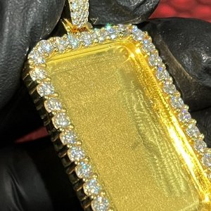 47 Carat VVS Moissanite Rectangle <b>Memory</b> Photo Frame Pendant Solid Sterling Silver Hip Hop Picture Charm Iced Out Necklace - Product Image 3