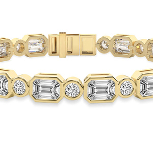 Igi Certified Handmade Jewellery 18k <b>SOLID</b> <b>Gold</b> Bracelet Amalthea Emerald And Round Lab Diamond Tennis Bracelet For Women Wear - Product Image 3