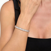Bracelet pour femme Vala Brothers, diamant de laboratoire taille émeraude classique, plaqué argent sterling 925, cadeau de fiançailles, cadeau de mariage, luxe