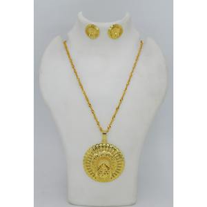 <b>Ethnic</b> Gold Plated Alloy Earring Chain Pendant Set Trendy Traditional Inspired Export Designer Jewelry Pendant Set Chain Earring - Product Image 3