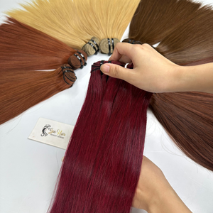 Sun Hair Company Bourgogne Vin Rouge Remy Cheveux Super Double Drawn Trame Bundles de Cheveux HD Lace Closure Extensions Humaines Vietnamiennes - Product Image 2