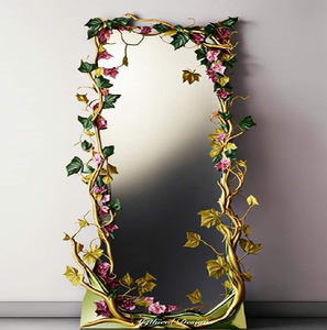 Miroir élégant en bronze à arche en forme de vigne avec détails de feuilles délicats, disponible à prix de gros. - Product Image 3