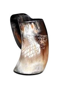 Jarra de Cuerno Vikinga Nórdica Tradicional, Hecha a Mano con Cuerno Natural de Buey, para Beber Cerveza o Cerveza Ale, Estilo Medieval - Product Image 2