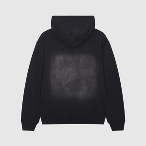 Acid Wash Men <b>Zip</b>-<b>Up</b> Hoodie Oversized 100% Cotton Winter Casual Solid Eco-Friendly <b>Jacket</b> with Pocket - Product Image 1
