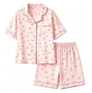 Conjunto de pijama de algodón floral para mujer, camisa de manga corta con botones y pantalones cortos, ropa de dormir suave, conjunto de ropa para estar en casa - Product Image 2