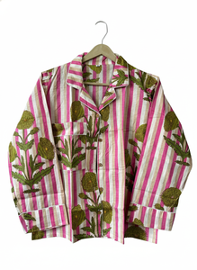 Conjunto de Pijama de 3 Piezas de Algodón Suave para Mujer |   Ropa de estar por casa con estampado a mano |   Logotipo frontal estilo bohemio para verano - Product Image 5