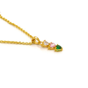 Collar Personalizado con Piedra de Nacimiento en Forma de Corazón |   Colgante de circonita blanca con cadena de cuerda chapada en oro de 18 quilates |   Hecho a Mano, Hipoalergénico, de Latón, para Mujer - Product Image 3