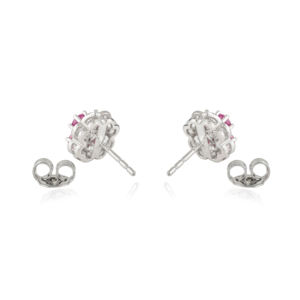 Boucles d'oreilles florales en argent sterling 925 avec pierres précieuses rubis pour femmes, bijoux fins pour un usage quotidien minimaliste - Product Image 6