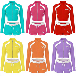 2026 Women's Above Knee Crop Top & Shorts <b>Set</b> Breathable Solid Sporty Quick Dry Tracksuit - Product Image 1