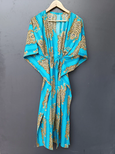 Vestido Kaftán sin Mangas de Algodón con Estampado Floral Tropical para Mujer - Ropa de Playa y para Estar en Casa de Naaz Textile - Product Image 4