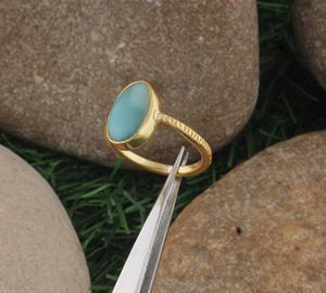 Natural Oval <b>Turquoise</b> Classic Shree Jaipur Silver 18K <b>Gold</b> Plated Bezel Setting Gemstone <b>Ring</b> Wholesale Handcrafted Jewelry - Product Image 3