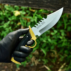 Cuchillo de caza hecho a mano con hoja fija, guardacuchillo de latón y mango de madera, para bushcraft, camping, supervivencia, cuchillo para exteriores, regalo para hombres - Product Image 2