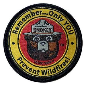 Smokey <b>Bear</b> Iron-On 3D Embossed Woven Nonwoven Felt Patch with Rectangle/<b>Flower</b> Shapes Gift for Clothing - Product Image 1