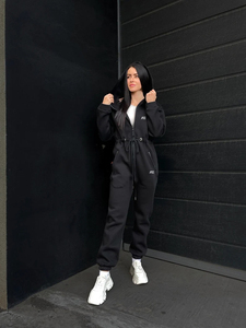 Combinaison à capuche personnalisée pour femme en molleton 100% coton, fermeture éclair intégrale, survêtement une pièce, tenue décontractée d'hiver, streetwear, combinaison-pantalon - Product Image 2