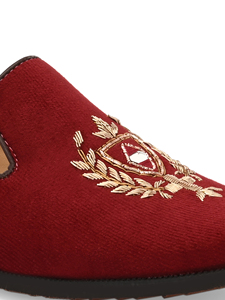 Red <b>Embroidered</b> Men Loafers Closed Toe Slip On Casual <b>Shoes</b> Handcrafted Outdoor Walking Footwear - Product Image 3