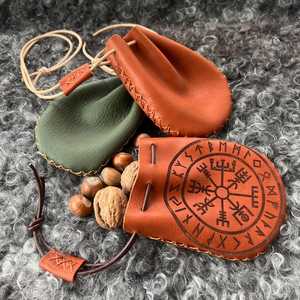 Pochette à monnaie en cuir artisanal de style Viking, portefeuille médiéval en cuir, sac à monnaie en cuir naturel de qualité supérieure, pochette à pièces Viking Renaissance Festival - Product Image 1