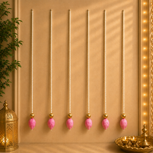 Guirnaldas de Jazmín Artificiales Hechas a Mano, Ecológicas, con Capullos de Loto y Cuentas Doradas, Decoración Floral Colgante para Bodas y Diwali - Product Image 3